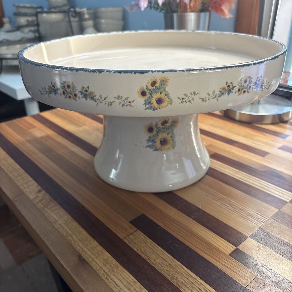 Sunflower Cake Stand Home And Garden Party Stoneware Set